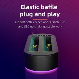 CoreParts Base Docking USB 3.0 Dual Bahía HDD/SSD SATA 2.5" 3.5" con Clonador Offline RGB Gaming 5Gbps - Expansión 36TB