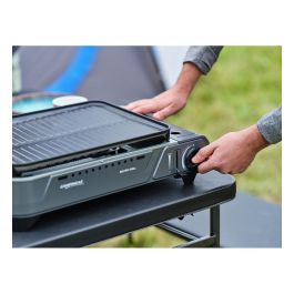Campingaz Bistro Grill, Parrilla de Gas Portátil para Exterior 2000 W, Encendido Piezoeléctrico, Superficie Antiadherente 33.5x28 cm, Incluye Funda de Transporte