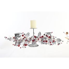DKD Home Decor Candelabro Tradicional Navidad Rojo Dorado de PVC y Metal con Bolas 10x20x70 cm (2 Unidades)