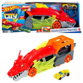 Hot Wheels Transportador de Dragones Juego con 5 Vehículos Rampa Lanzador y 1 Vehículo Incluido 33cm