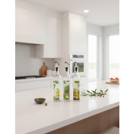 Inde Aceitera de vidrio con tapa ABS, 500 ml, ideal para aceite de oliva y vinagre, capacidad 500 ml (24 Unidades)