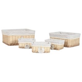 DKD Home Decor Cesta Boho Natural Mimbre/Poliéster 38 x 22 x 48 cm Set de 5 (2 Unidades)