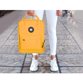 Antartik Mochila 2 asas y bolsillos exteriores mostaza 300x115x390 mm