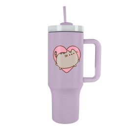 PYRAMID Vaso Termo Pusheen 1,2L Acero Inoxidable Con Tapa Pajita Asa Mantiene Temperatura 5 Horas