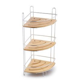 DKD Home Decor Estanteria Pared Scandi Natural Bambu y Metal Cromado 19.5 x 47 x 19.5 cm