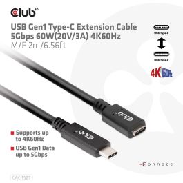Club3D Cable USB 3.2 Tipo C Extensión 1m 5Gbps Macho/Hembra