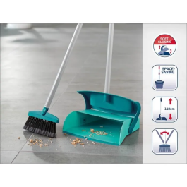 Leifheit 41405 Set Barredora con Mango y Pala con Tapa, Altura 110 cm