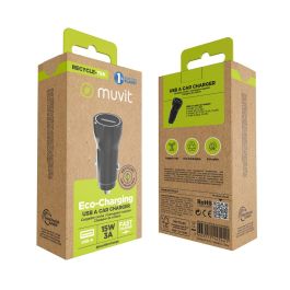 muvit for change cargador coche USB 2.4A 12W negro