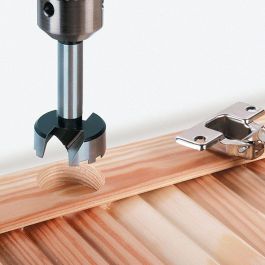 Wolfcraft 8728000 Broca Forstner ø35 mm con Guía para Agujeros de Bisagras en Madera Profesional Doméstico