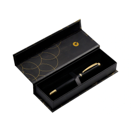 Belius Passion d'or Pluma Estilográfica Aluminio Negro y Dorado Tinta Azul Caja de Diseño M