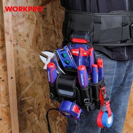 Workpro Bolsa Pequeña para Electricista, Cambio Rápido, Poliéster 1800d, Varios Bolsillos, 210 x 120 x 280 mm