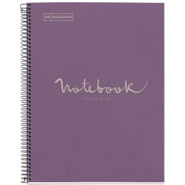 Miquelrius 6090 Cuaderno 100% Reciclado A4 80 Hojas Cuadriculado 5 mm, Cubierta Extra Dura Lavanda, Certificación Blue Angel y UE Ecolabel