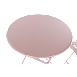 DKD Home Decor Mesa Terraza y Jardin Rosa 60 x 75 x 60 cm Set de 3 Plegable