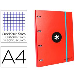 Carpeta Con Recambio Antartik A4 Cuadro 5 mm Forrada 4 Anillas 25 mm Redondas Color Rojo Precio: 9.5000004. SKU: B1DS5W5HMA