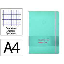 Cuaderno Con Gomilla Antartik Notes Tapa Dura A4 Hojas Cuadricula Rosa Y Turquesa 100 Hojas 80 gr Fsc