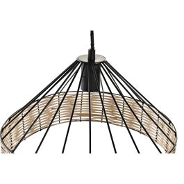 DKD Home Decor Lámpara de Techo Estilo Urban Negra y Blanca de Metal y Ratán para Bombilla E27 50W (2 Unidades) 35x35x22 cm