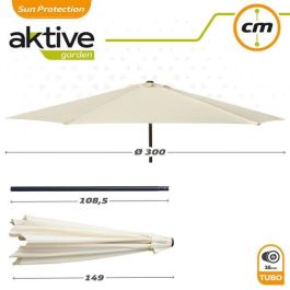 Parasol terraza 300 cm con chimenea y mástil de aluminio 3,8 cm color crema Parasol terraza 300 cm con chimenea y mástil de aluminio 3,8 cm color crema