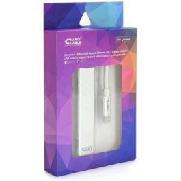Nanocable 10.03.0404 Conversor Hub USB-C a Ethernet Gigabit RJ45 con 3 Puertos USB 3.0, Plug & Play para PC/Mac/Linux, Plata