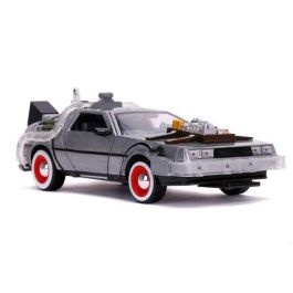 Coche de metal dlorean regreso al futuro iii con luz escala 1:24 30x15x11 cm