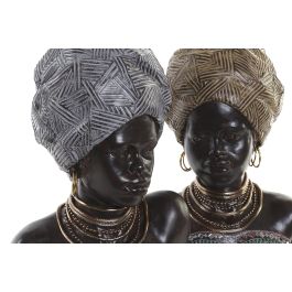 DKD Home Decor Figura Decorativa Africana Resina Dorado Plateado 24 x 36 x 18 cm (2 Unidades)