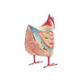 DKD Home Decor Figura Decoración Shabby Gallina de Metal Rojo Azul 15x26x24 cm - Pack 2 Unidades