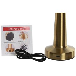 DKD Home Decor Lámpara Sobremesa Moderno Táctil Recargable Plateado Dorado Cobrizo Pack 3 Unidades 9 x 21 x 9 cm