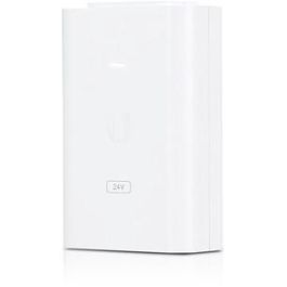 Ubiquiti POE-24-24W-G-WH Inyector Adaptador Alimentador PoE 24V 1A Blanco con conector RJ45, incluye cable de corriente y soporte para pared