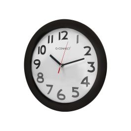 Reloj Q-Connect De Pared Plastico Oficina Redondo 30 cm Marco Negro