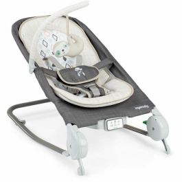 Ingenuity ING74451168534 Asiento Mecedor y Rebotador Happy Belly con Música, Vibraciones, Arco de Actividad Desmontable y Peluche Perezoso