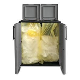 Art Plast Armario Bajo Eco Easy para Reciclaje Selectivo con 2 Tapas, Polipropileno, Gris Oscuro, 68 x 37 x 84 cm