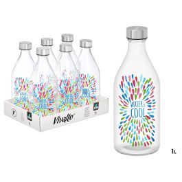 Vivalto Botella Tapon Acero Water Cool 1000 ml Vidrio Acero Transparente Plata 9.4x25.5x9.4 cm (Set de 12) Precio: 21.49999995. SKU: B1D76J9NVM
