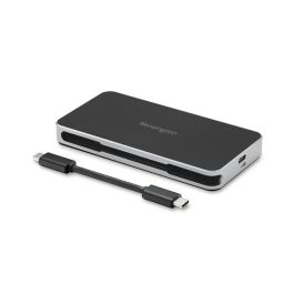 Hub USB Kensington Replicador móvil 4K dual USB-C sin controladores UH1460P con alimentación pass-through de 85 W Negro/Plateado