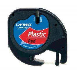 Dymo cinta 91203, negro sobre rojo, de 12mmx4m, de plástico. rotuladora letratag