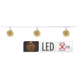 Guirnalda a pilas fija 10 leds con bolas color oro luz blanco calido 1,3m Precio: 2.8900003. SKU: B1G9MPW7QB