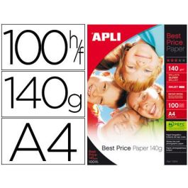 Apli Papel Fotográfico Best Price A4 140 gr Inkjet Paquete 100H Blanco Brillo Precio: 17.544999891099998. SKU: BIX11804