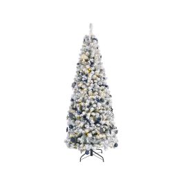 Arbol de navidad nevado plegable con microled parpadeantes y adornos, ø64x150cm. Precio: 155.59000017. SKU: B15TTEXDHX