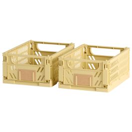 Caja de almacenaje plegable 2pcs set 17x12.5x7cm arena amarilla day