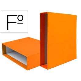 Caja Archivador Liderpapel De Palanca Carton Folio Documenta Lomo 75 mm Color Naranja