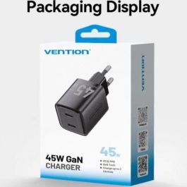 Vention FEFW0-EU Cargador de Pared GaN 45W con 2xUSB Tipo-C para Carga Rápida Universal