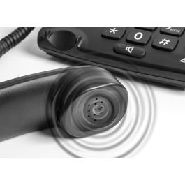 Doro Teléfono Fijo Amplificado para Personas Mayores, Doro Magna 4000 Negro - Volumen +60dB, Timbre Fuerte, Pantalla Grande, Botones Grandes, HAC