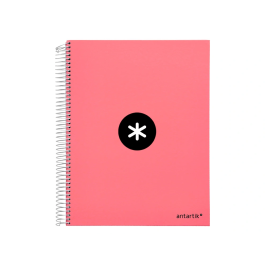 Antartik Cuaderno espiral A4 micro tapa forrada 120 hojas 90 gr cuadro 5mm 5 bandas color coral