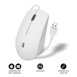 Subblim SUBMO-B2BS002 Ratón Business Silencioso Óptico Ergonómico Ambidextro con Cable USB 1200 DPI 3 Botones Blanco