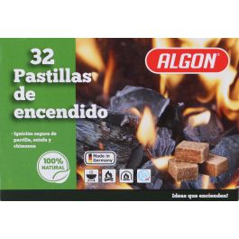 Algon Bbq Pastilla Madera Natural C/Cera 32 Piezas 2.4 x 13.4 x 19.4 cm