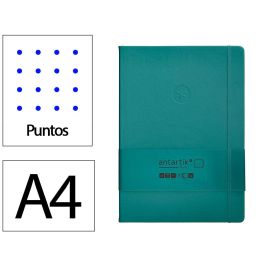 Cuaderno Con Gomilla Antartik Notes Tapa Dura A4 Hojas Puntos Verde Aguamarina 100 Hojas 80 gr Fsc