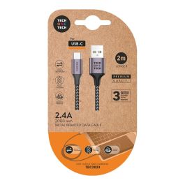 Cable nylon gris 2m c/usb-a a usb-c. 2,4a. tech one tech Precio: 6.6550006655. SKU: B1KJK7P6ST