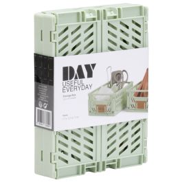 Conjunto de 2 piezas de caja de almacenamiento plegable 17x12.5x7cm verde menta day