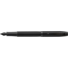 Parker Füller IM Achromatic Negro Punta Fina Azul con Clip, Acero Inoxidable, Sistema Cartucho, en Caja de Regalo