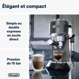 Delonghi EC 685.BK Cafetera espresso Dedica Style, 15 bares, 1L, para café molido y vainas ESE, sistema Capuccino, programable, Negro