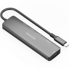 Aisens ASUC-6P024-GR - Docking Estación USB-C 6 en 1 HDMI 4K, 3xUSB 3.0 (5Gbps), Lector SD/Micro SD para Portátiles/PC Gris