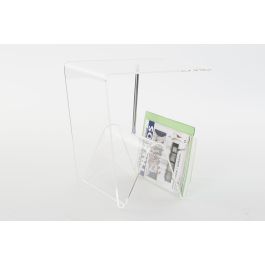 DKD Home Decor Mesita Auxiliar Loft con Revistero de Acrílico y Metal Transparente 40x30x44 cm